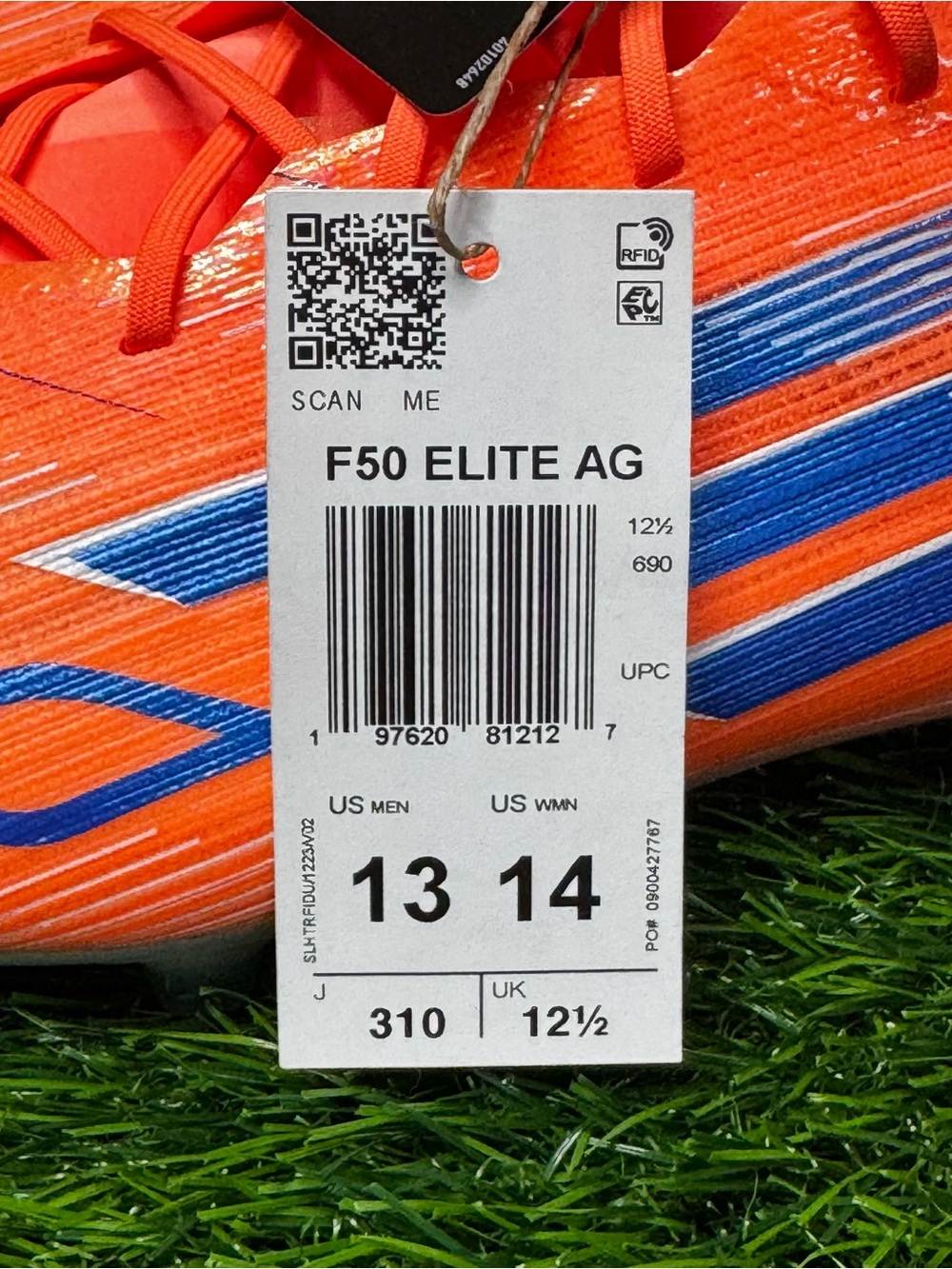 Size 13 - Mens Adidas F50 Elite AG Soccer Cleats Beam Orange Blue - JH7637 - Picture 9 of 10